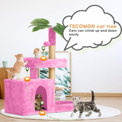 Show full view: TSCOMON 31.5-in Leaf Design Plush Cat Tree, Pink slide 5 of 8