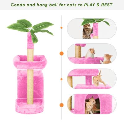 Show full view: TSCOMON 31.5-in Leaf Design Plush Cat Tree, Pink slide 3 of 8