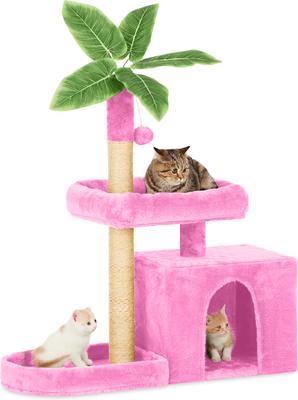 Show full view: TSCOMON 31.5-in Leaf Design Plush Cat Tree, Pink slide 7 of 8