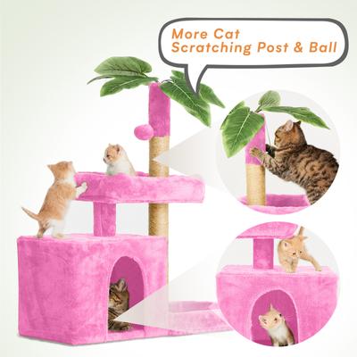 Show full view: TSCOMON 31.5-in Leaf Design Plush Cat Tree, Pink slide 4 of 8