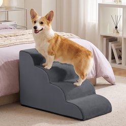 TSCOMON 4 Step Ramp for Couch Curved Stable Short-Legged, Non-Slip Ladder Dog & Cat Stairs, Deep Gray, 20.47 x 28.35 x 15.7-in
