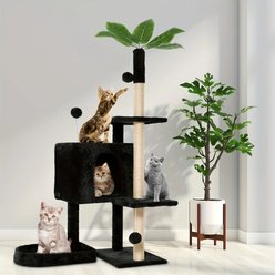 TSCOMON 52-in Plush Cat Tree with Hammock, Toy & Sisal Scratching Post, Black