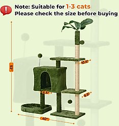 TSCOMON 52-in Plush Cat Tree with Hammock, Toy & Sisal Scratching Post, Green slide 2 of 6