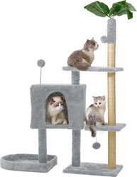 TSCOMON 52-in Plush Cat Tree with Hammock, Toy & Sisal Scratching Post, Light Grey