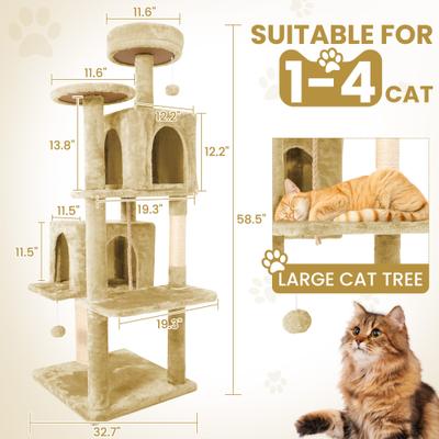 TSCOMON Multi-Level 58-in Plush Cat Tree & Condo
