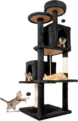 Show full view: TSCOMON Multi-Level 58-in Plush Cat Tree & Condo, Black slide 8 of 10