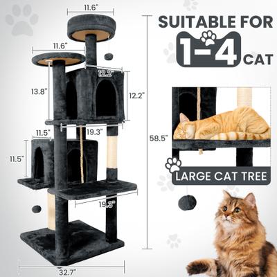 TSCOMON Multi-Level 58-in Plush Cat Tree & Condo