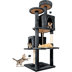 TSCOMON Multi-Level 58-in Plush Cat Tree & Condo, Deep Grey