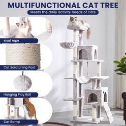 TSCOMON Multi Level Basket 70.1-in Polyester Plush Condo Cat Scratching Post, Light Grey slide 2 of 7