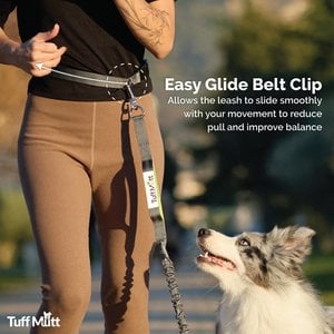 Tuff Mutt Hands Free Bungee Dog Leash, Gray/Teal