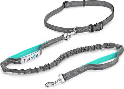 TUFF MUTT Hands Free Bungee Dog Leash, Gray/Teal - Chewy.com