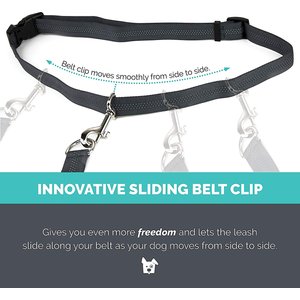 Tuff Mutt Hands Free Bungee Dog Leash, Gray/Teal