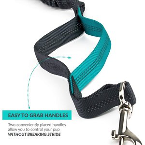 Tuff Mutt Hands Free Bungee Dog Leash, Gray/Teal