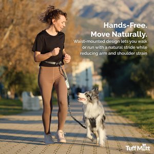 Tuff Mutt Hands-Free Bungee Leash, Gray & Blue