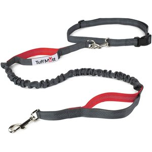 Tuff Mutt Hands-Free Bungee Leash, Gray & Coral