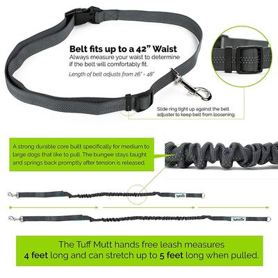 Show full view: Tuff Mutt Hands-Free Bungee Leash, Gray & Green slide 3 of 12