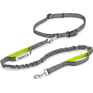 Tuff Mutt Hands-Free Bungee Leash, Gray & Green