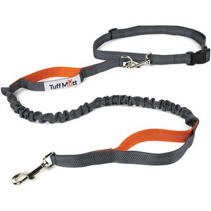 Tuff Mutt Hands-Free Bungee Leash, Gray & Orange