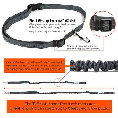 Show full view: Tuff Mutt Hands-Free Bungee Leash, Gray & Orange slide 3 of 12