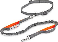 Tuff Mutt Hands-Free Bungee Leash, Gray & Orange