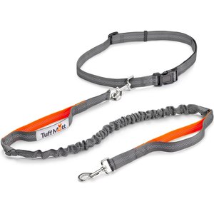 Tuff Mutt Hands-Free Bungee Leash, Gray & Orange