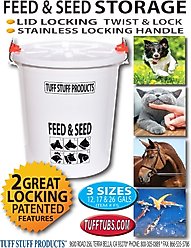 Tuff Stuff Products HD Feed & Seed Storage with Lid Stainless Lock Handle Pat Pend Farm Animal Feeder, 17-gal slide 2 of 2