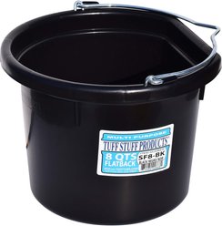 Tuff Stuff Products Heavy Duty Flat Back Farm Animal Feeder, 8-qt, Black