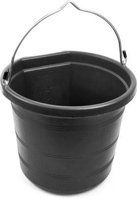 Show full view: Tuff Stuff Products Heavy Duty Flatback Bucket Farm Animal Feeder, 5-gal, Black slide 3 of 4