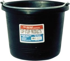 Tuff Stuff Products Heavy Duty Round Bucket Farm Animal Feeder, 8-qt, Black