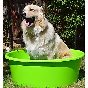 Tuff Stuff Products Heavy Duty Sheep Tank Farm Animal Feeder, Lime, 33-gal