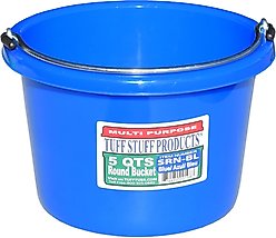 Tuff Stuff Products Heavy Duty Small Round Bucket Farm Animal Feeder, 5-qt, Blue
