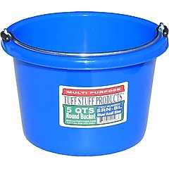 Tuff Stuff Products Heavy Duty Small Round Bucket Farm Animal Feeder, 5-qt, Blue