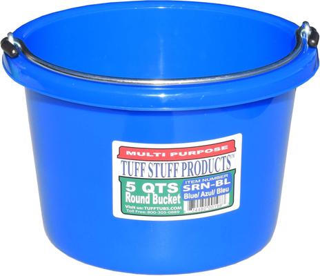 Show full view: Tuff Stuff Products Heavy Duty Small Round Bucket Farm Animal Feeder, 5-qt, Blue slide 1 of 1