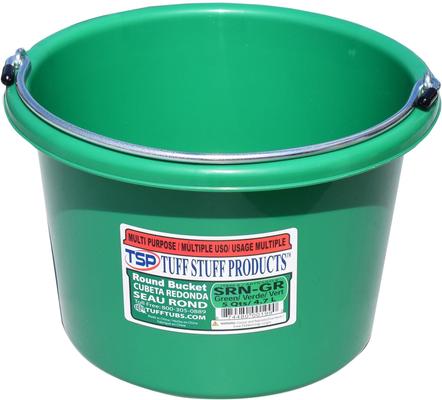Show full view: Tuff Stuff Products Heavy Duty Small Round Bucket Farm Animal Feeder, 5-qt, Green slide 1 of 2