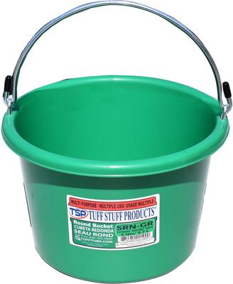 Show full view: Tuff Stuff Products Heavy Duty Small Round Bucket Farm Animal Feeder, 5-qt, Green slide 2 of 2