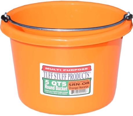 Show full view: Tuff Stuff Products Heavy Duty Small Round Bucket Farm Animal Feeder, 5-qt, Orange slide 1 of 1