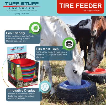 Show full view: Tuff Stuff Products Universal Round Tire Farm Animal Feeder, 16-qt, French slide 4 of 5