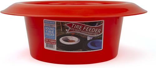 Show full view: Tuff Stuff Products Universal Round Tire Farm Animal Feeder, 16-qt, Red slide 1 of 5