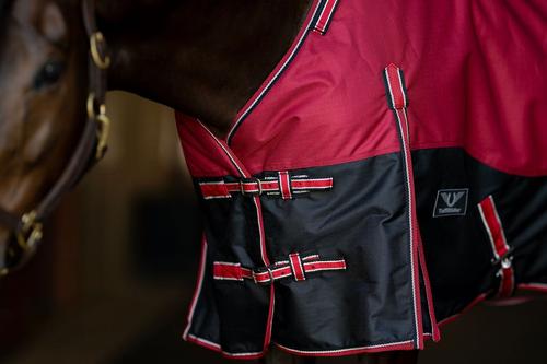 Show full view: TuffRider 1200D Comfy Fit RipStop Medium Weight Winter Horse Turnout Blanket, Red/Black, 81-in slide 2 of 5