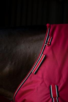 Show full view: TuffRider 1200D Comfy Fit RipStop Medium Weight Winter Horse Turnout Blanket, Red/Black, 81-in slide 3 of 5