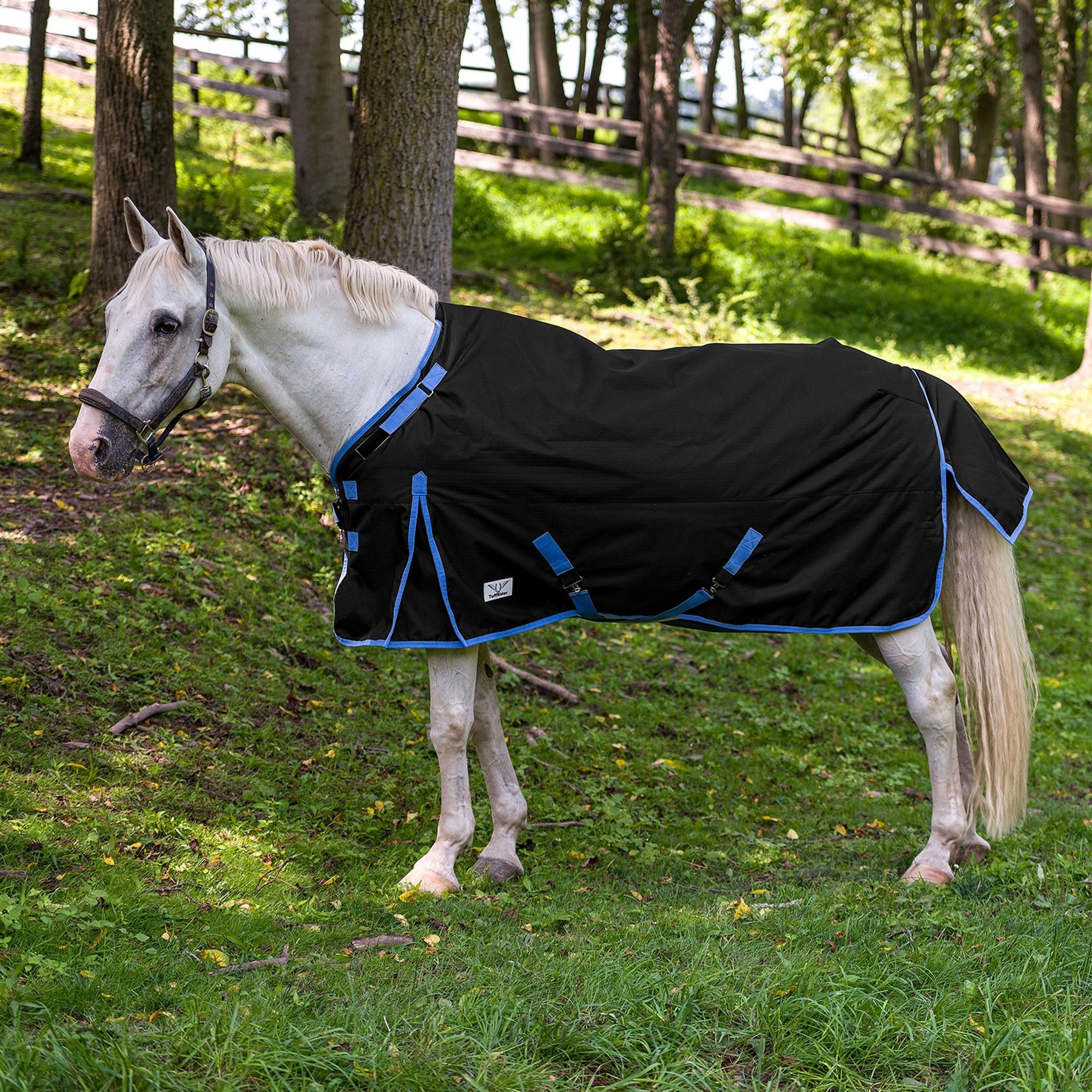 TuffRider 1200D Comfy-fit Standard Neck Medium Weight Horse Turnout Blanket, Black, 75-in