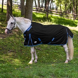 TuffRider 1200D Comfy-fit Standard Neck Medium Weight Horse Turnout Blanket, Black, 78-in