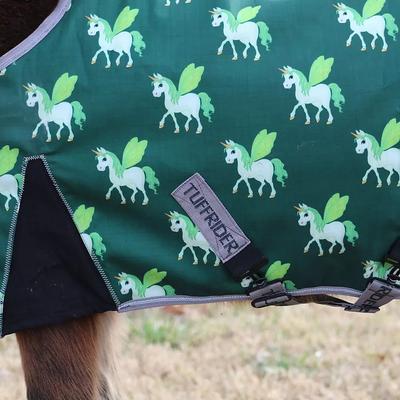 Show full view: TuffRider 1200D Ripstop 220G Polyfill Pony Horse Print Standard Neck Two Tone Horse Turnout Blanket, 36-in slide 5 of 6