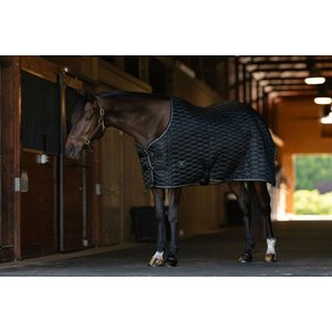 TuffRider 420D Kozy Komfort Two Stable Horse Blanket with Diamond Quilting, Black, 75-in