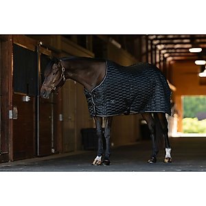 TuffRider 420D Kozy Komfort Two Stable Horse Blanket with Diamond Quilting, Black, 81-in