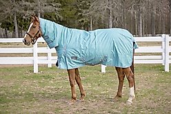 TuffRider 600 D Comfy Winter Medium Weight Combo Neck Horse Turnout Blanket, Turquoise, 78-in