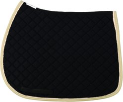TuffRider Basic All-Purpose Horse Saddle Pad with Trim & Piping, Black/Light Tan/Cream