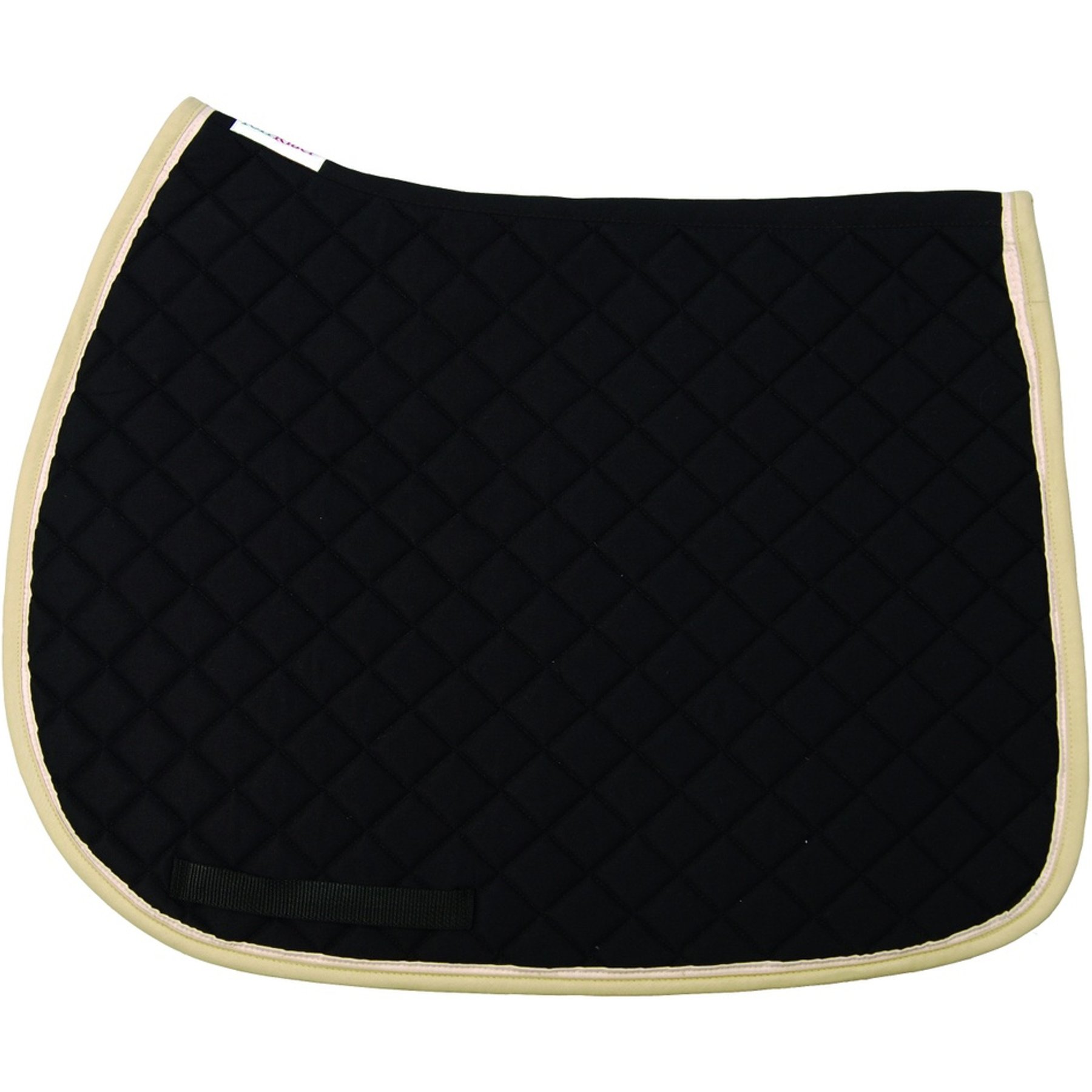 TuffRider Basic All-Purpose Horse Saddle Pad with Trim & Piping, Black/Light Tan/Cream