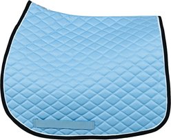 TuffRider Basic All-Purpose Horse Saddle Pad with Trim & Piping, Light Blue/Navy/White