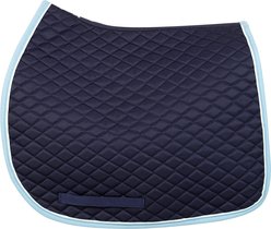 TuffRider Basic All-Purpose Horse Saddle Pad with Trim & Piping, Navy/Light Blue/ White